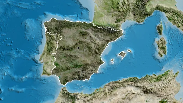 Spanya Sınır Bölgesinin Uydu Haritasında Koyu Bir Örtüyle Işaretlenmiş Yakın — Stok fotoğraf