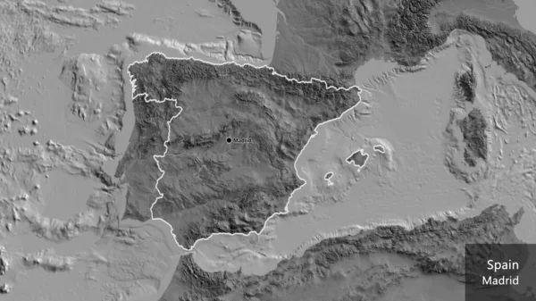 Крупный План Приграничной Зоны Испании Двухуровневой Карте Отличный Момент Очертания — стоковое фото