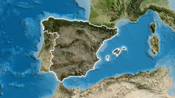 스페인 지역의 촬영은 지도에 오버레이로 조명되고 전국을 누비며 젓는다 — 스톡 사진