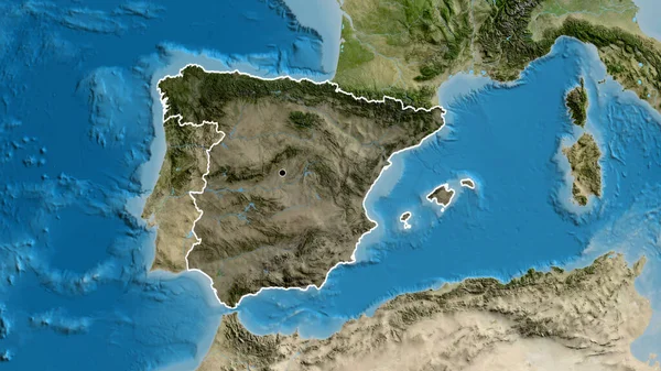 스페인 지역의 촬영은 지도에 오버레이로 조명되고 나라의 모양을 둘러싸고 — 스톡 사진