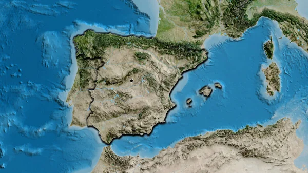 Zbliżenie Strefy Przygranicznej Hiszpanii Zdjęciu Satelitarnym Yahoo Główny Punkt Ścinane — Zdjęcie stockowe