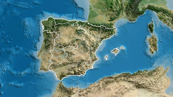 Крупный План Пограничной Зоны Испании Региональных Границ Спутниковой Карте Отличный — стоковое фото