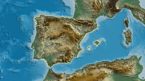 Zbliżenie Strefy Przygranicznej Hiszpanii Mapie Pomocy Humanitarnej Główny Punkt Zarys — Zdjęcie stockowe
