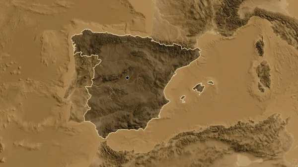 Primer Plano Zona Fronteriza España Destacando Con Una Superposición Oscura — Foto de Stock