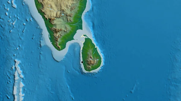 Close Sri Lanka Border Area Physical Map Capital Point Outline — Stock Photo, Image
