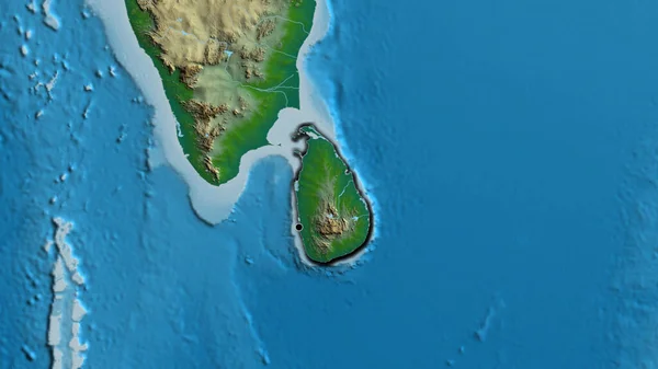 Primer Plano Zona Fronteriza Sri Lanka Mapa Físico Punto Capital —  Fotos de Stock