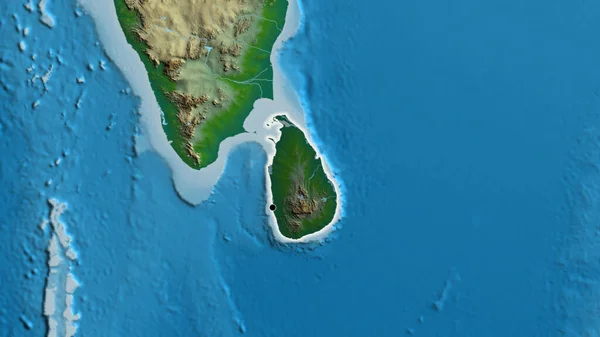 Zbliżenie Strefy Przygranicznej Sri Lanki Ciemną Nakładką Fizyczną Mapę Główny — Zdjęcie stockowe
