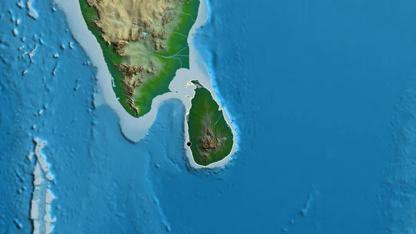 斯里兰卡边境地区的特写镜头 用一张地形图上的黑暗阴影突出显示出来 资本点 国家形貌概述 — 图库照片
