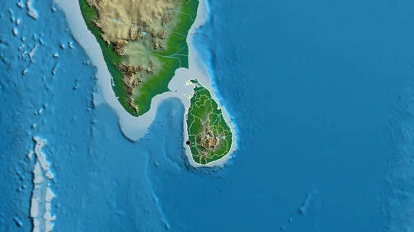 Close Sri Lanka Border Area Its Regional Borders Physical Map — Stock Photo, Image