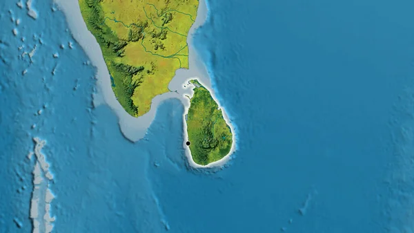 Zbliżenie Strefy Przygranicznej Sri Lanki Mapie Topograficznej Główny Punkt Blask — Zdjęcie stockowe