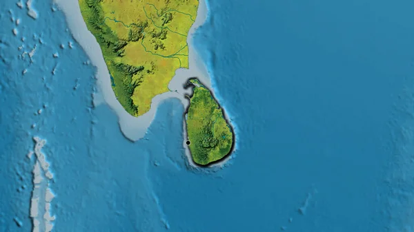 Close Zona Fronteiriça Sri Lanka Num Mapa Topográfico Ponto Capital — Fotografia de Stock