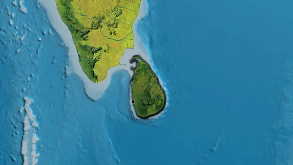 地形図上の暗いオーバーレイで強調スリランカ国境地域のクローズアップ 資本ポイント 国の形の縁が隠されている — ストック写真
