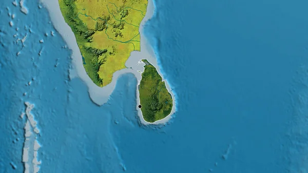 地形図上の暗いオーバーレイで強調スリランカ国境地域のクローズアップ 資本ポイント 全国の概要 — ストック写真