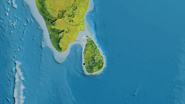 スリランカ国境地域とその地域の境界線のクローズアップは 地形図上にあります 資本ポイント 全国の概要 — ストック写真