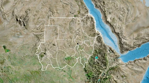 Närbild Sudans Gränsområde Och Dess Regionala Gränser Satellitkarta Huvudpunkt Skissera — Stockfoto