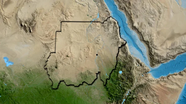 Крупный План Приграничной Зоны Судана Спутниковой Карте Отличный Момент Скошенный — стоковое фото