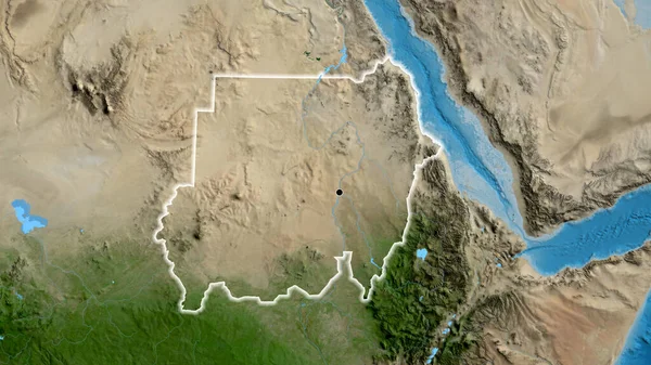 在卫星地图上对苏丹边境地区进行的密切监视 资本点 风靡全国 — 图库照片
