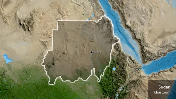 Primer Plano Zona Fronteriza Sudán Destacando Con Una Oscura Superposición —  Fotos de Stock