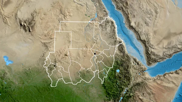 Крупный План Приграничной Зоны Судана Региональных Границ Спутниковой Карте Отличный — стоковое фото