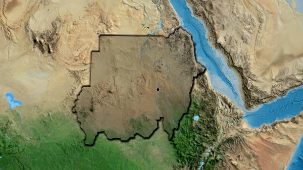 Primo Piano Della Zona Frontiera Sudanese Evidenziando Con Una Sovrapposizione — Foto Stock