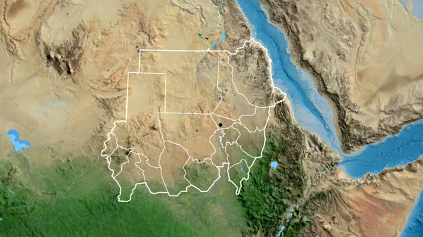 Крупный План Приграничной Зоны Судана Региональных Границ Спутниковой Карте Отличный — стоковое фото