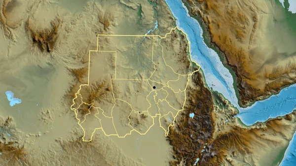 Крупный План Приграничной Зоны Судана Региональных Границ Карте Рельефа Отличный — стоковое фото
