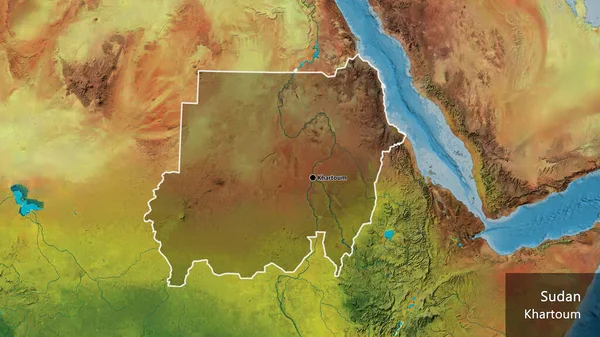 Γκρο Πλαν Της Παραμεθόριας Περιοχής Του Σουδάν Σκούρα Επικάλυψη Τοπογραφικό — Φωτογραφία Αρχείου