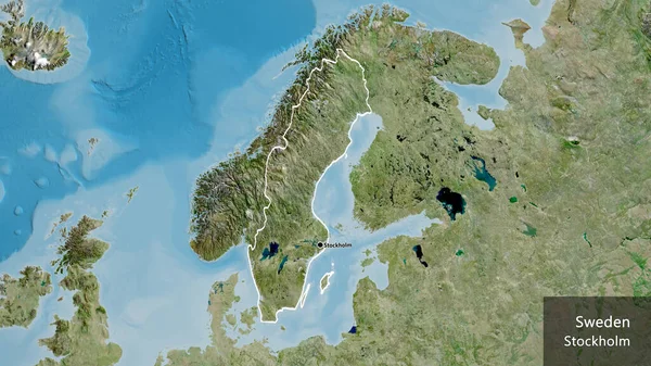 Sveç Sınır Bölgesinin Uydu Haritasında Yakın Plan Görüntüsü Ana Nokta — Stok fotoğraf