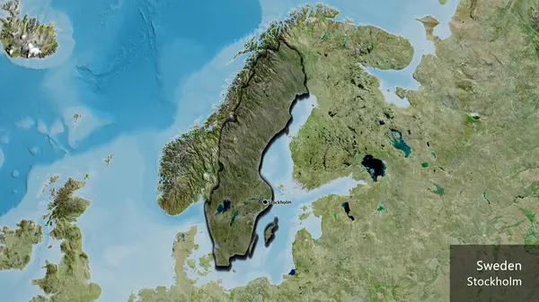Sveç Sınır Bölgesinin Uydu Haritasında Koyu Bir Örtüyle Işaretlenmiş Yakın — Stok fotoğraf