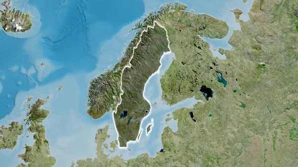 瑞典边境地区的特写镜头 用卫星地图上的黑暗覆盖突出显示 资本点 风靡全国 — 图库照片