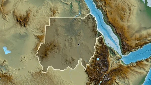 在苏丹边境地区进行的近距离调查显示 在救济地图上有一个黑暗的阴影 资本点 风靡全国 — 图库照片