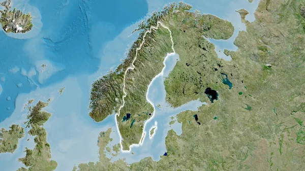 Zbliżenie Strefy Przygranicznej Szwecji Zdjęciu Satelitarnym Yahoo Główny Punkt Blask — Zdjęcie stockowe