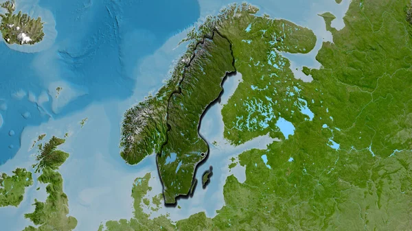 Close Sweden Border Area Highlighting Dark Overlay Satellite Map Capital — Stock Photo, Image
