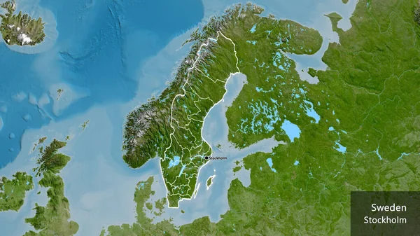 Close Sweden Border Area Its Regional Borders Satellite Map Capital — Stock Photo, Image