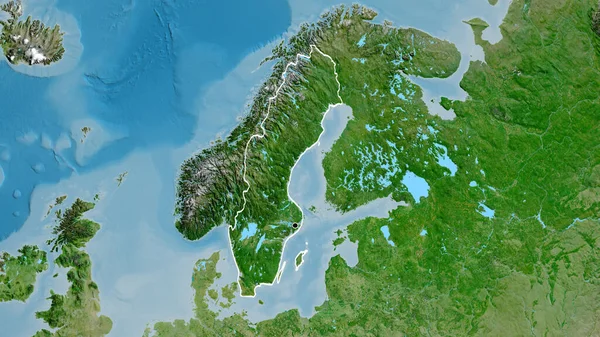 Detailní Záběr Pohraniční Oblasti Švédska Satelitní Mapě Fakt Obrys Kolem — Stock fotografie