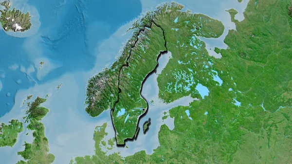 Close Sweden Border Area Satellite Map Capital Point Bevelled Edges — Stock Photo, Image
