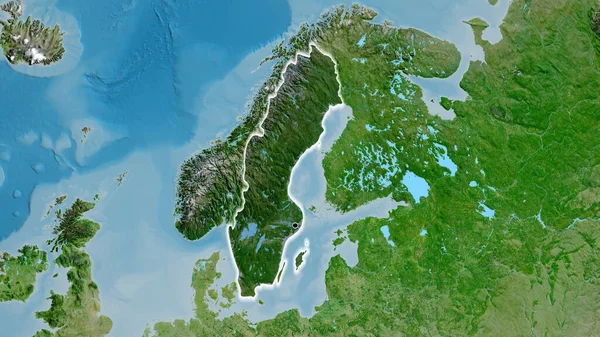 Γκρο Πλαν Της Παραμεθόριας Περιοχής Της Σουηδίας Σκούρα Επικάλυψη Δορυφορικό — Φωτογραφία Αρχείου