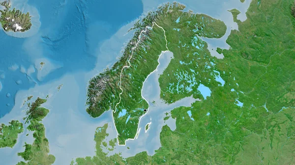 Gros Plan Zone Frontalière Suédoise Sur Une Carte Satellite Point — Photo