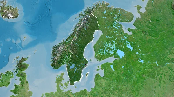 Γκρο Πλαν Της Παραμεθόριας Περιοχής Της Σουηδίας Σκούρα Επικάλυψη Δορυφορικό — Φωτογραφία Αρχείου
