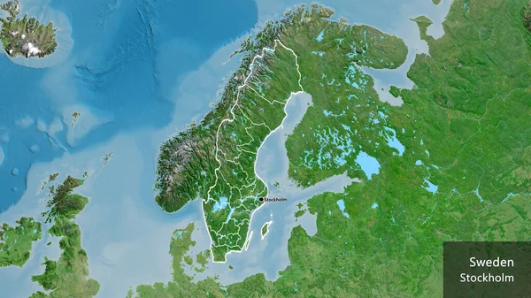 Primer Plano Zona Fronteriza Suecia Sus Fronteras Regionales Mapa Por —  Fotos de Stock