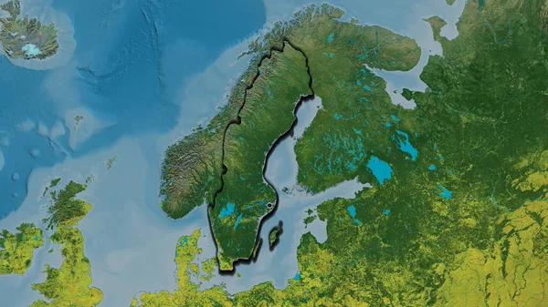 Primer Plano Zona Fronteriza Suecia Mapa Topográfico Punto Capital Bordes — Foto de Stock