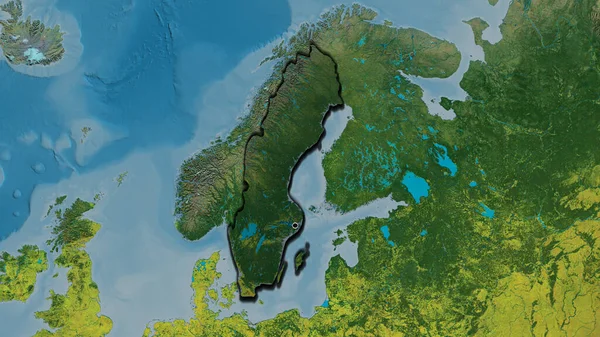 Zbliżenie Strefy Przygranicznej Szwecji Ciemnym Pokryciem Mapie Topograficznej Główny Punkt — Zdjęcie stockowe