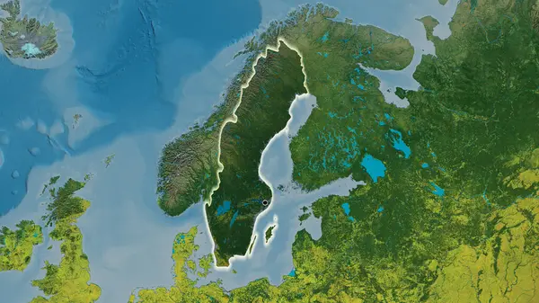 Close Área Fronteiriça Suécia Destacando Com Uma Sobreposição Escura Mapa — Fotografia de Stock