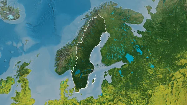 Крупним Планом Підсвічування Прикордонної Території Швеції Темним Накладанням Топографічну Карту — стокове фото