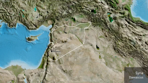 Suriye Sınır Bölgesinin Uydu Haritasında Yakın Plan Görüntüsü Ana Nokta — Stok fotoğraf