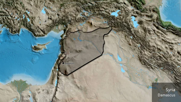 Close Área Fronteira Síria Destacando Com Uma Sobreposição Escura Mapa — Fotografia de Stock