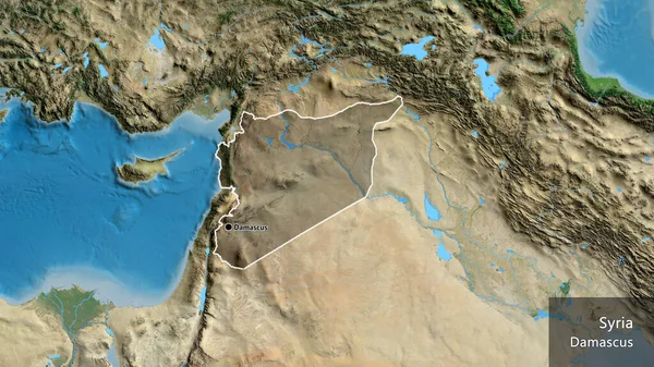Nahaufnahme Des Syrischen Grenzgebiets Hervorgehoben Durch Eine Dunkle Überlagerung Auf — Stockfoto