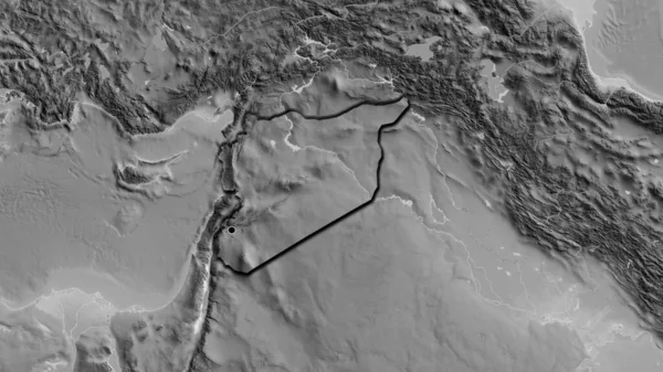 그레이 스케일 지도에 시리아 지역의 있습니다 국토의 가장자리를 — 스톡 사진