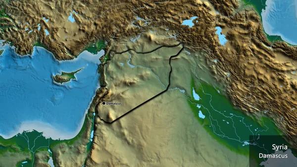 Close Zona Fronteiriça Síria Num Mapa Físico Ponto Capital Bordas — Fotografia de Stock