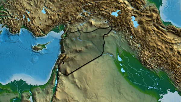 Close Área Fronteiriça Síria Destacando Com Uma Sobreposição Escura Mapa — Fotografia de Stock